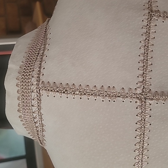 Suede crocheted panel cardigan or lightweight jacket tan beige cream - Picture 8 of 15